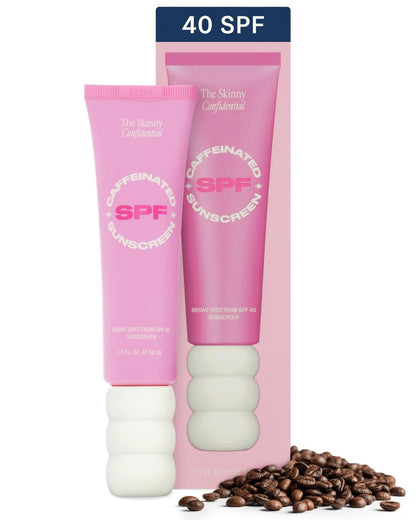 The Skinny Confidential Tinted Sunscreen SPF 40 - Fragrance Free Mineral Face Moisturizer with Caffeine, No White Cast, Non-Greasy, Lightweight - 1.7 Fl Oz Avelisse