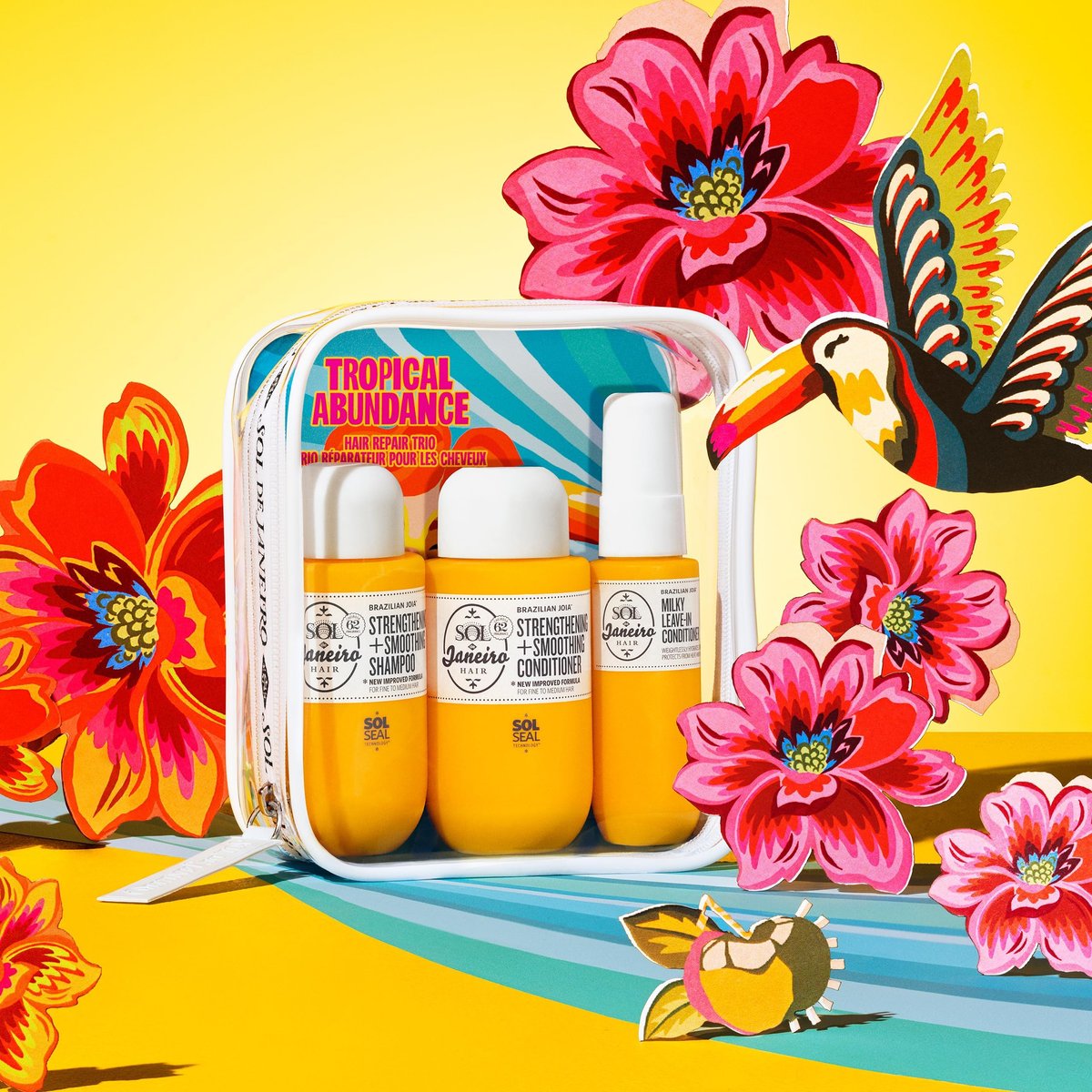 Sol de Janeiro Tropical Abundance Hair Repair Trio Travel Set – Sulfate-Free Brazilian Joia Shampoo, Conditioner & Leave-In Spray (TSA-Friendly 3-Pack) Avelisse