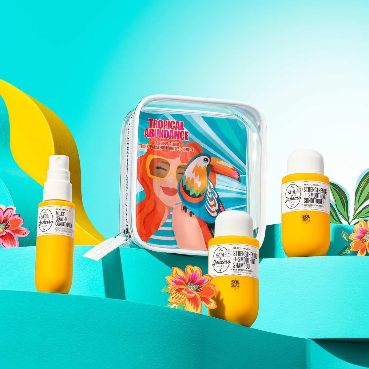 Sol de Janeiro Tropical Abundance Hair Repair Trio Travel Set – Sulfate-Free Brazilian Joia Shampoo, Conditioner & Leave-In Spray (TSA-Friendly 3-Pack) Avelisse