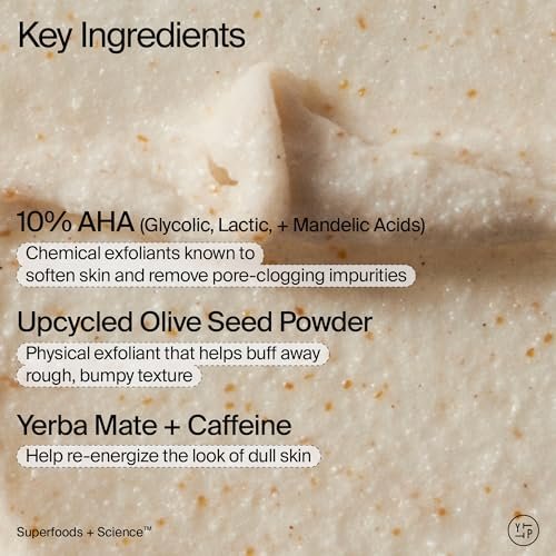 Youth To The People 10% AHA + Yerba Mate Smoothing Energy Body Scrub – 8 fl oz | Exfoliates Rough Texture & Dry Skin, Suitable for Sensitive & Keratosis Pilaris Skin, Vegan Avelisse