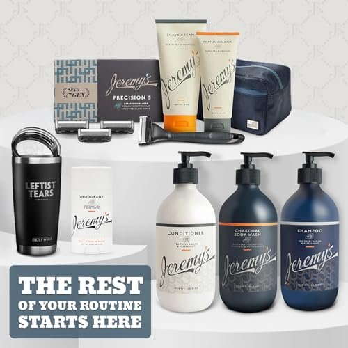 Jeremy's Razors All Natural Shaving Cream for Men - Green Tea & Menthol, Rich Lather for Face, Body, Head, Travel, Sensitive Skin & Razor Burn - Made in USA (6 Fl Oz) Avelisse
