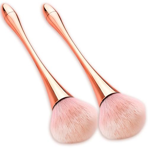 Super Large Mineral Powder Brush Set - Grade Color, 2 Pcs Bronzer Makeup Brush & Soft Fluffy Foundation Brush - görsel 2