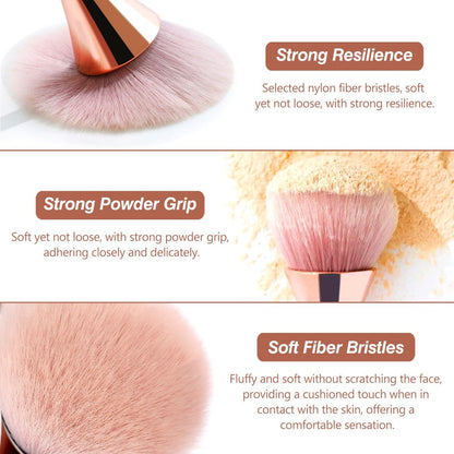Super Large Mineral Powder Brush Set - Grade Color, 2 Pcs Bronzer Makeup Brush & Soft Fluffy Foundation Brush