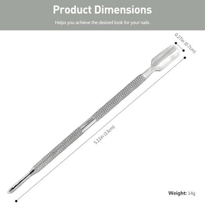 5-Piece Dual-Sided Cuticle Pusher Set - Professional Stainless Steel Manicure & Pedicure Nail Care Tools