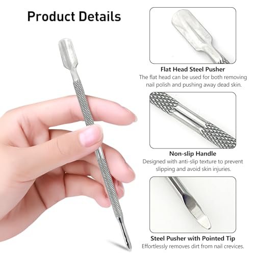 5-Piece Dual-Sided Cuticle Pusher Set - Professional Stainless Steel Manicure & Pedicure Nail Care Tools - görsel 4