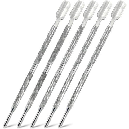 5-Piece Dual-Sided Cuticle Pusher Set - Professional Stainless Steel Manicure & Pedicure Nail Care Tools