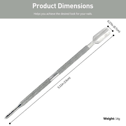 5-Piece Dual-Sided Cuticle Pusher Set - Professional Stainless Steel Manicure & Pedicure Nail Care Tools