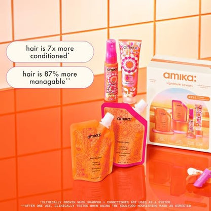 Amika Signature Saviors Essential Trial Set - Shampoo & Conditioner Duo (7 Fl Oz Each) Avelisse