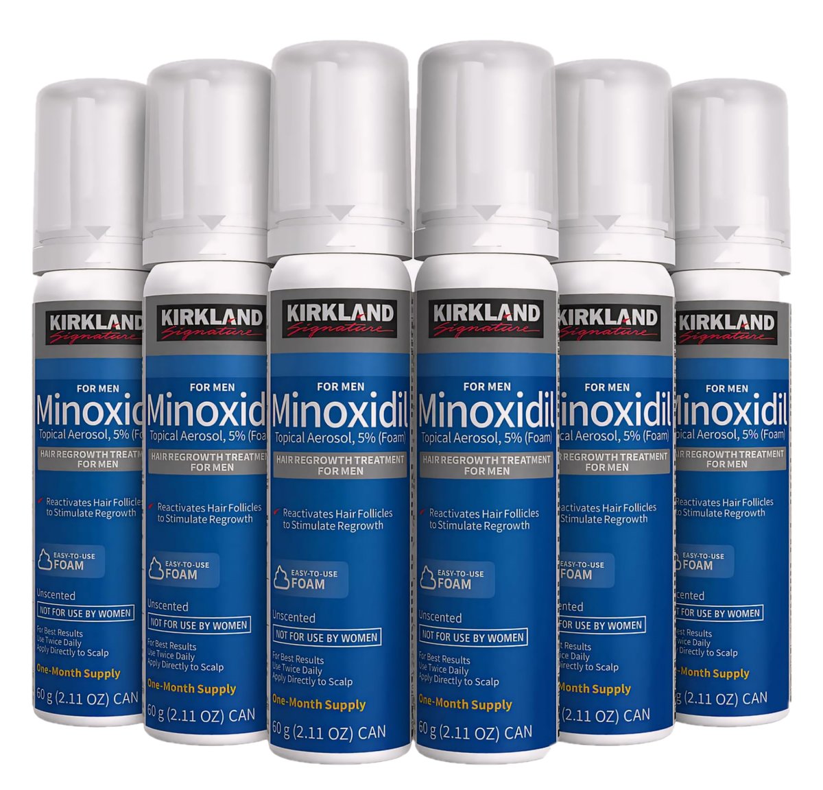 Kirkland Signature Minoxidil Foam Hair Regrowth Treatment for Men, 2.11 oz (6-Pack, 6-Month Supply) with 2 MicroFiber Cleaning Cloths and Comb Avelisse