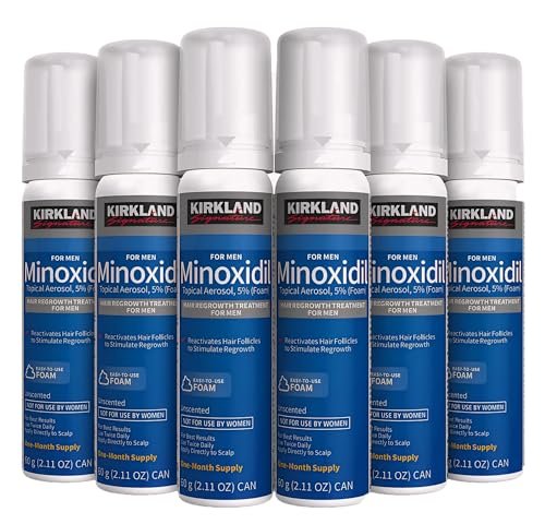 Kirkland Signature Minoxidil Foam Hair Regrowth Treatment for Men, 2.11 oz (6-Pack, 6-Month Supply) with 2 MicroFiber Cleaning Cloths and Comb Avelisse
