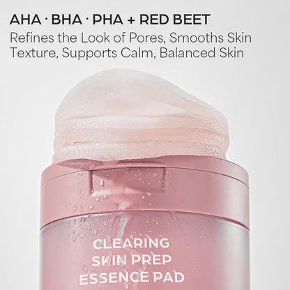 House of Hur Clearing Skin Prep Essence Pads – Fungal Acne Safe AHA BHA PHA Exfoliating Toner Pads with Red Beet Extract – Alcohol-Free, Fragrance-Free – Korean Skincare – 70 Pads