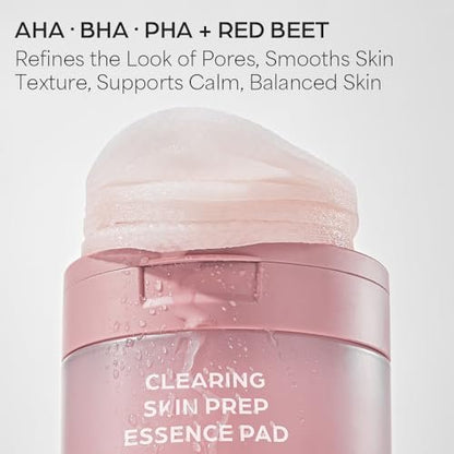 House of Hur Clearing Skin Prep Essence Pads – Fungal Acne Safe AHA BHA PHA Exfoliating Toner Pads with Red Beet Extract – Alcohol-Free, Fragrance-Free – Korean Skincare – 70 Pads