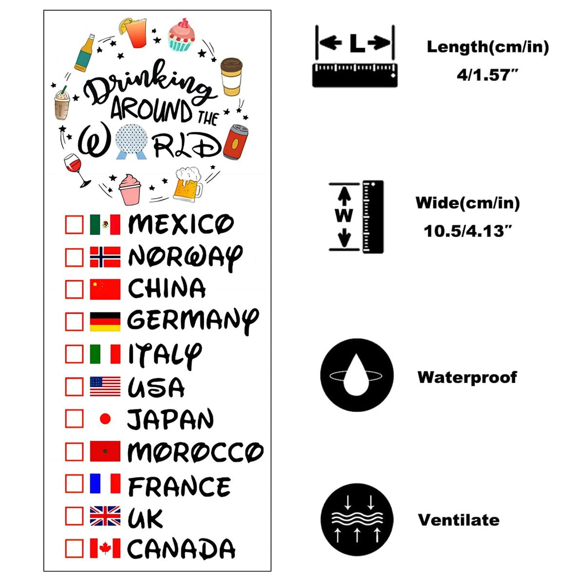 Epcot Drink Around World Temporary Tattoo – Match with Your Epcot Drink Around World Shirt Avelisse
