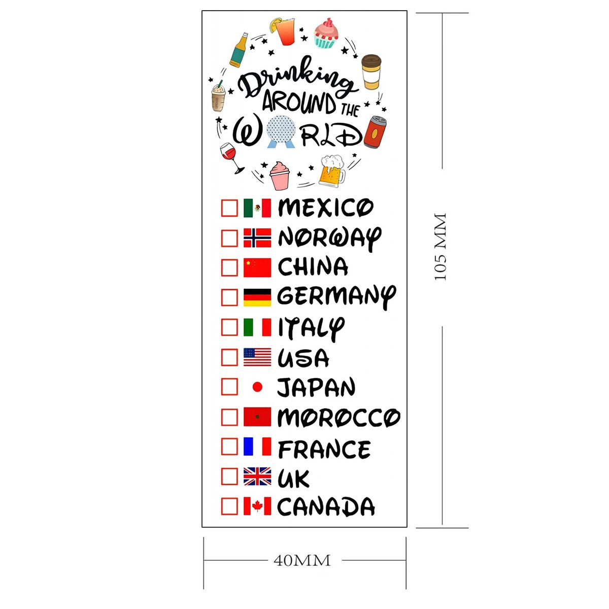 Epcot Drink Around World Temporary Tattoo – Match with Your Epcot Drink Around World Shirt Avelisse