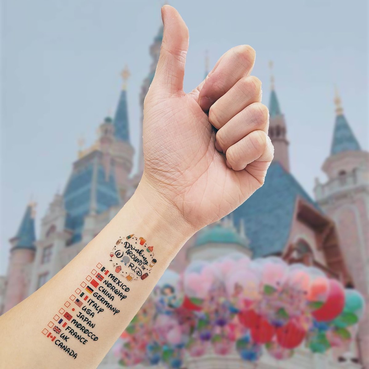 Epcot Drink Around World Temporary Tattoo – Match with Your Epcot Drink Around World Shirt Avelisse