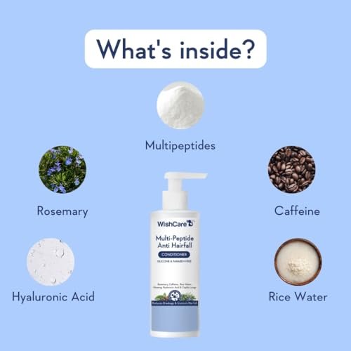 WishCare Multi Peptide Anti Hairfall Conditioner for Women & Men – Rice Water, Rosemary, Capilia Longa, Hyaluronic Acid & Caffeine – Frizzy Hair Conditioner (200 ml) - görsel 8