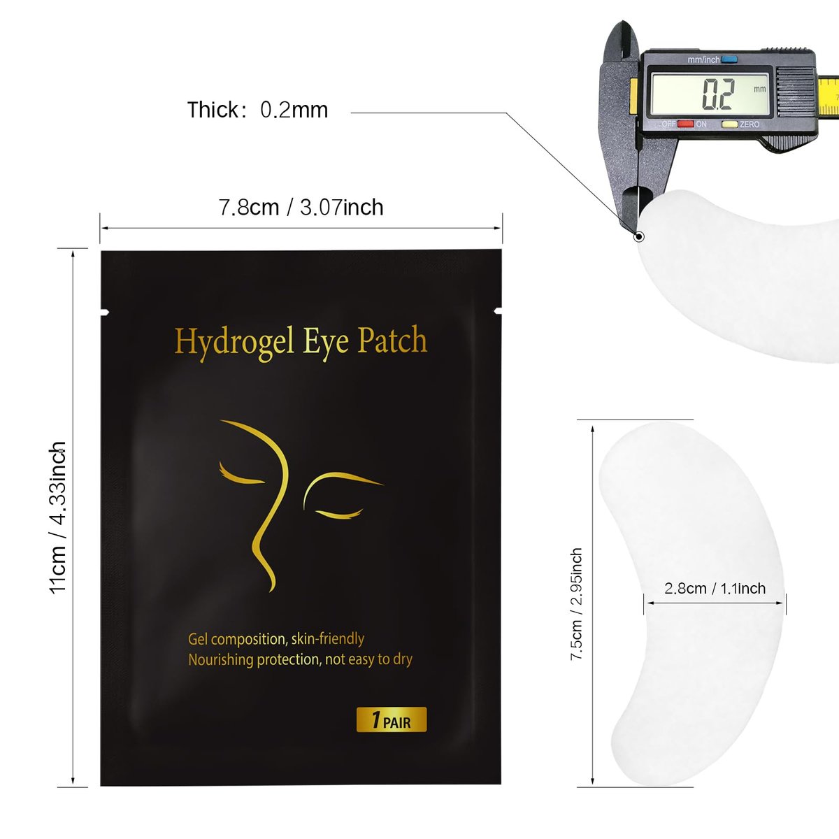 Vaincre 120 Pairs Hydrogel Under Eye Patches – Lint-Free Gel Eye Pads for Lash Extensions & Lash Lift Supplies - görsel 6