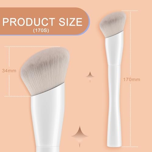 KINGMAS 2-Piece Angled Foundation Brush & Mini Concealer Brush Set - Premium Kabuki Makeup Brushes for Liquid, Cream, Powder, Blush, and Stippling - görsel 6