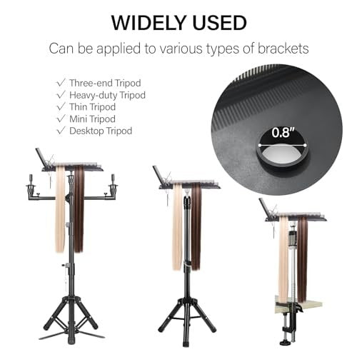 AliLeader Hair Extension Tool Tray with 2 Hair Combs - Wig Stand Tripod Holder for Styling, Washing, Coloring, and Blow-Drying Weft, Clip-In, Tape-In Extensions - görsel 12