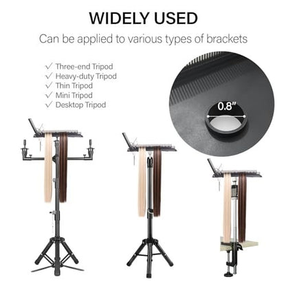 AliLeader Hair Extension Tool Tray with 2 Hair Combs - Wig Stand Tripod Holder for Styling, Washing, Coloring, and Blow-Drying Weft, Clip-In, Tape-In Extensions