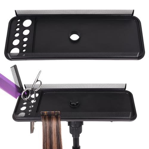 AliLeader Hair Extension Tool Tray with 2 Hair Combs - Wig Stand Tripod Holder for Styling, Washing, Coloring, and Blow-Drying Weft, Clip-In, Tape-In Extensions - görsel 2