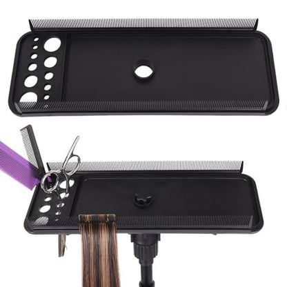 AliLeader Hair Extension Tool Tray with 2 Hair Combs - Wig Stand Tripod Holder for Styling, Washing, Coloring, and Blow-Drying Weft, Clip-In, Tape-In Extensions
