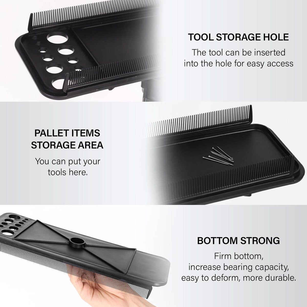 AliLeader Hair Extension Tool Tray with 2 Hair Combs - Wig Stand Tripod Holder for Styling, Washing, Coloring, and Blow-Drying Weft, Clip-In, Tape-In Extensions - görsel 7