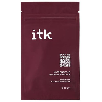 ITK Microneedle Blemish Pimple Patches with Aloe Vera - Blemish Spot Treatment - Reduces Appearance of Blemishes + Dark Spots - Soothes + Heals Skin - Oil-Free for All Skin Types - 6 Count Packet