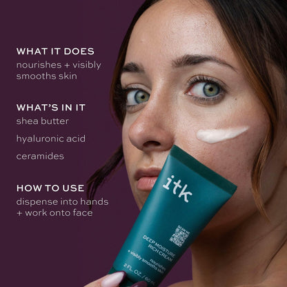 ITK Skincare Deep Moisture Anti Aging Face Cream with Hyaluronic Acid, Ceramides & Shea Butter – Rich Hydration, Reduces Fine Lines & Wrinkles, Smooths Dry Skin