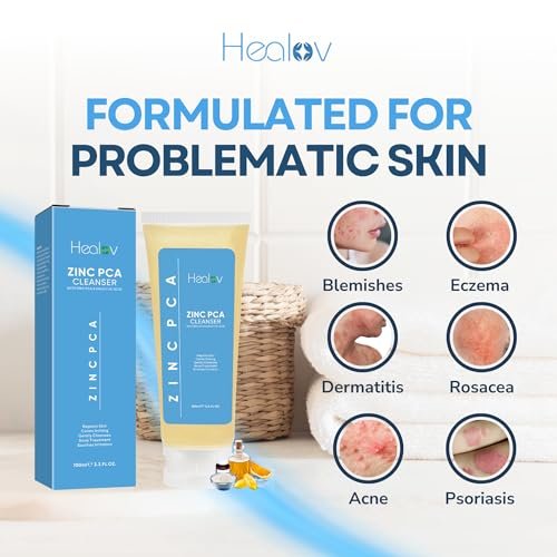Healov Zinc Face Wash & Body Cleanser – Calming Zinc Soap for Acne, Rosacea, Eczema, Psoriasis & Itchy Skin – Exfoliating & Gentle for All Skin Types (3.3 oz) - görsel 11
