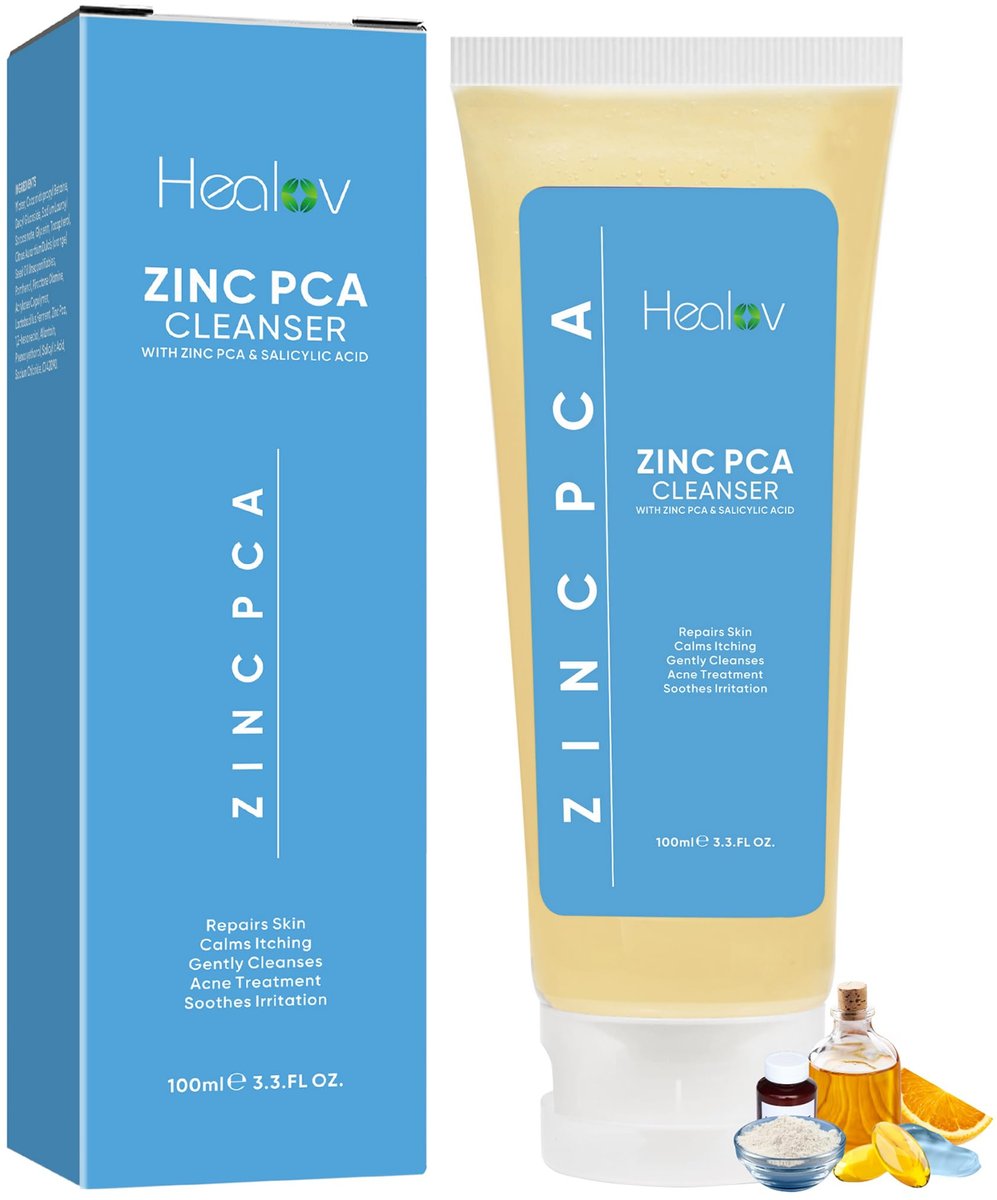 Healov Zinc Face Wash & Body Cleanser – Calming Zinc Soap for Acne, Rosacea, Eczema, Psoriasis & Itchy Skin – Exfoliating & Gentle for All Skin Types (3.3 oz) - görsel 2