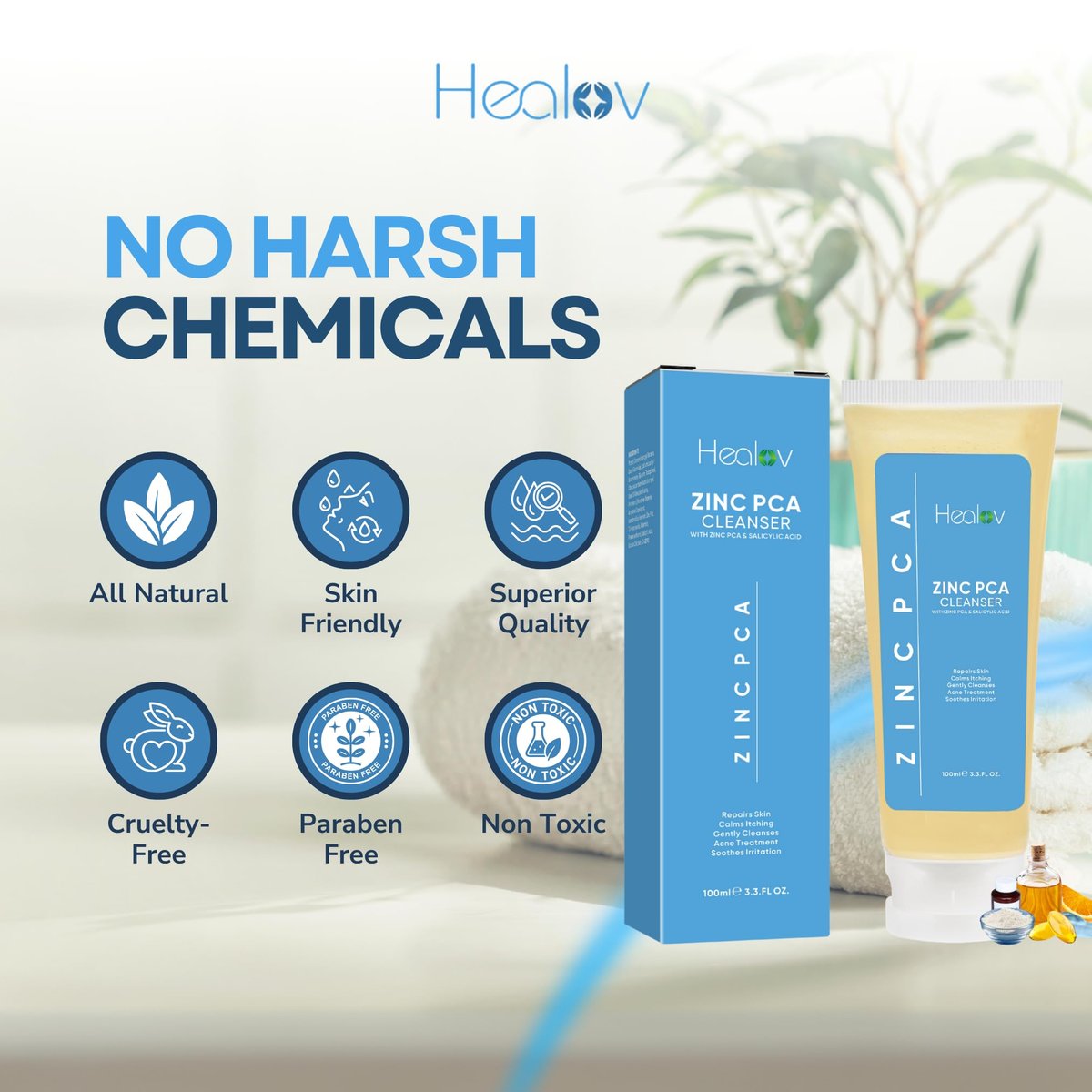 Healov Zinc Face Wash & Body Cleanser – Calming Zinc Soap for Acne, Rosacea, Eczema, Psoriasis & Itchy Skin – Exfoliating & Gentle for All Skin Types (3.3 oz) - görsel 14