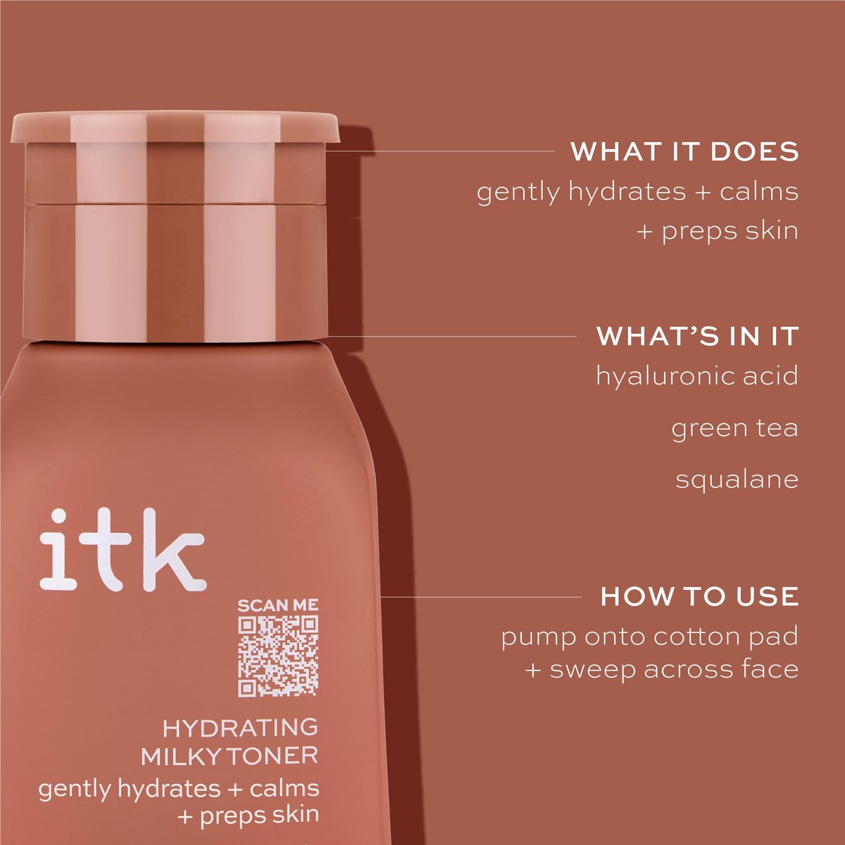 ITK Hydrating Hyaluronic Acid Milky Face Toner for Dry Skin + Redness with Green Tea + Squalane - Prep, Tone + Calm Skin - Soothing Vegan Moisturizing Facial Toner - 5 oz Avelisse