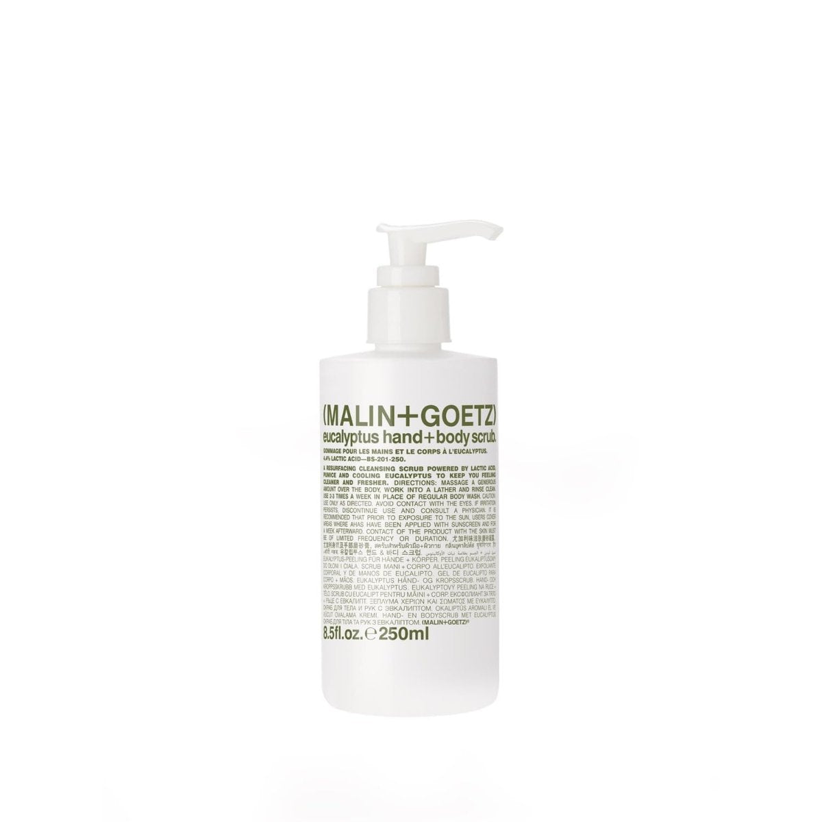 MALIN+GOETZ Eucalyptus Hand + Body Scrub – Resurfacing Cleanser with Lactic Acid, Mandelic Acid, Pumice & Niacinamide – Deeply Cleanses, Smooths & Brightens – Vegan & Cruelty-Free (8.5 fl oz) Avelisse