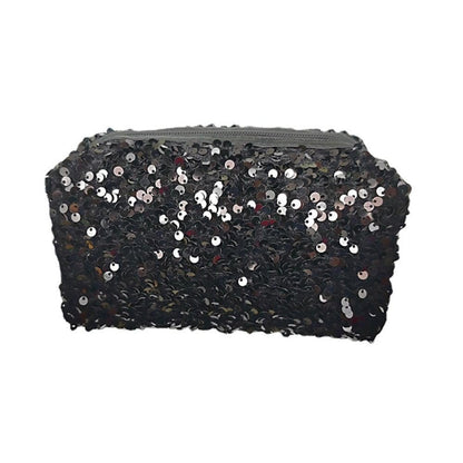 HomeSoGood Large Sequin Cosmetic Bag - Glitter Makeup Zipper Bag, Travel Toiletry Handbag for Women Girls, Black