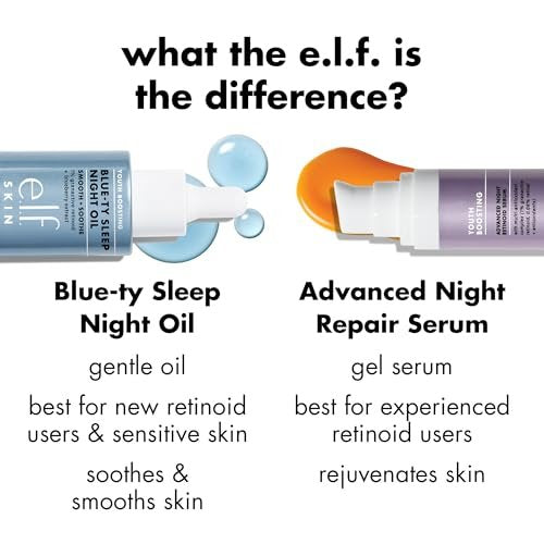 e.l.f. SKIN Youth Boosting Blue-ty Sleep Night Oil - Gentle Overnight Face Oil for Fine Lines & Uneven Texture, Lightweight, Vegan & Cruelty-Free - görsel 8