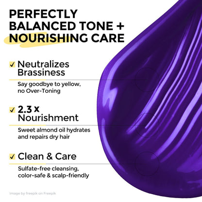 COLORLOMO Bye Bye Yellow Purple Shampoo - Neutralizes Brass & Yellow Tones for Blonde, Silver & Highlighted Hair - Sulfate Free - 11.83 Fl Oz Avelisse