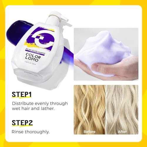 COLORLOMO Bye Bye Yellow Purple Shampoo - Neutralizes Brass & Yellow Tones for Blonde, Silver & Highlighted Hair - Sulfate Free - 11.83 Fl Oz Avelisse