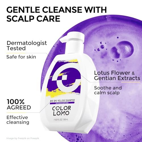 COLORLOMO Bye Bye Yellow Purple Shampoo - Neutralizes Brass & Yellow Tones for Blonde, Silver & Highlighted Hair - Sulfate Free - 11.83 Fl Oz Avelisse