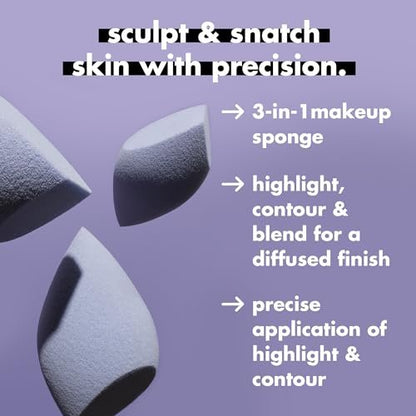e.l.f. Precision Sculpting Sponge – 3-in-1 Contour & Blend Sponge for Cream & Powder Formulas, Vegan & Cruelty-Free