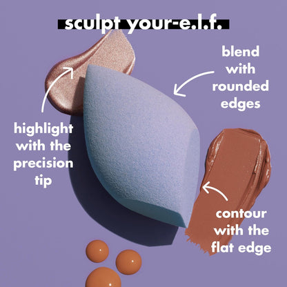 e.l.f. Precision Sculpting Sponge – 3-in-1 Contour & Blend Sponge for Cream & Powder Formulas, Vegan & Cruelty-Free