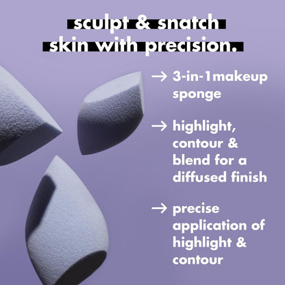 e.l.f. Precision Sculpting Sponge – 3-in-1 Contour & Blend Sponge for Cream & Powder Formulas, Vegan & Cruelty-Free