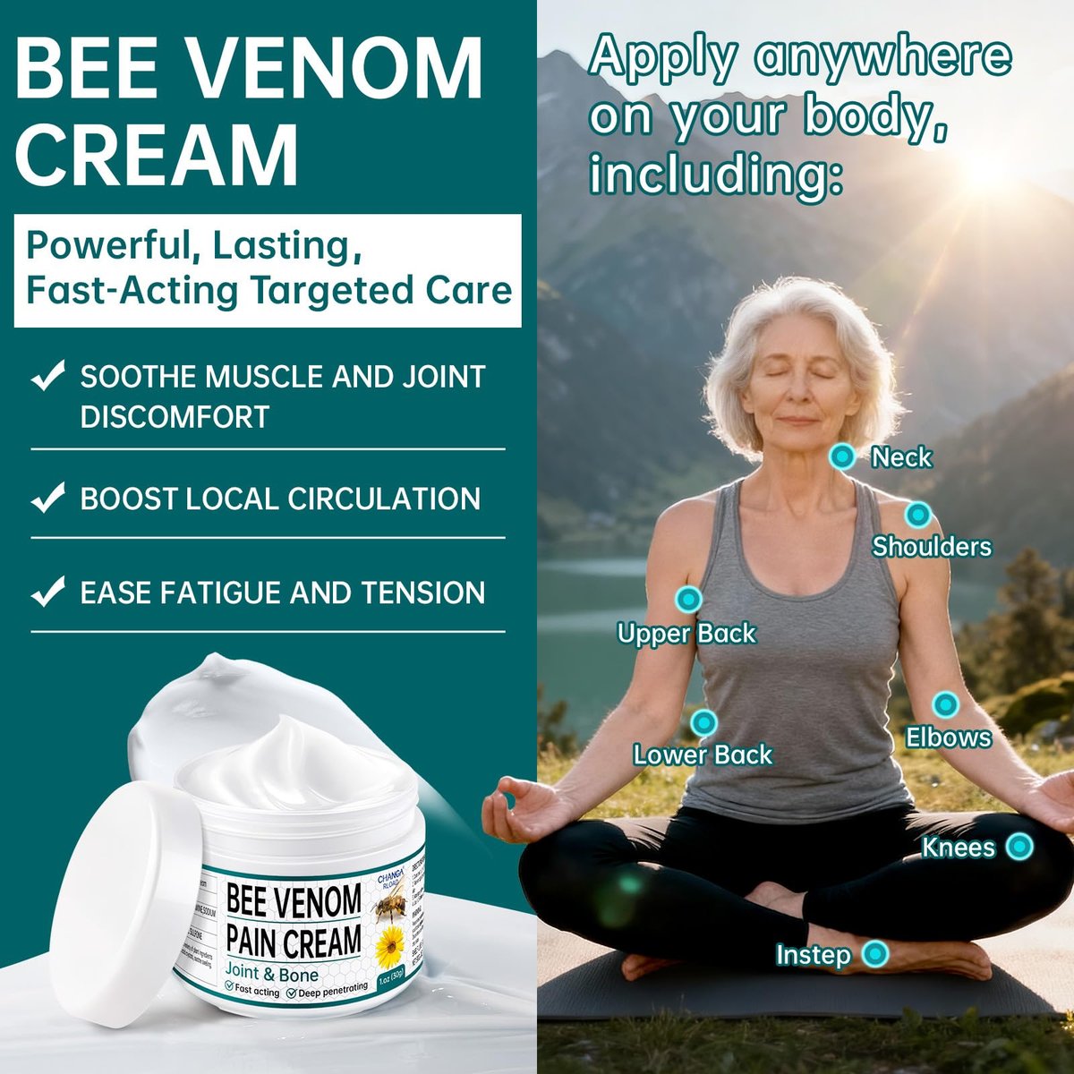 CHANGARLOAD New Zealand Bee Venom Cream for Body Part – 2-Pack Daily Care for Back, Neck, Hands, and Feet - görsel 6