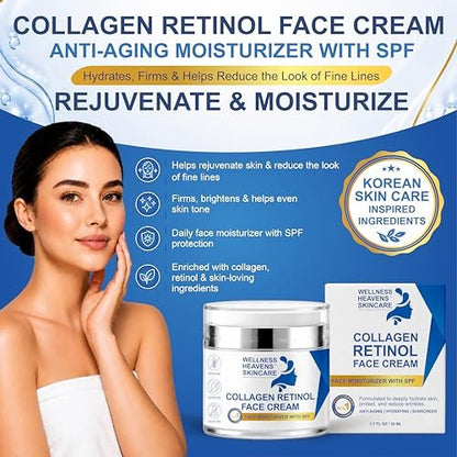 Anti-Aging Face Moisturizer with SPF, Collagen, Retinol & Hyaluronic Acid - Lift & Firm Cream for Dry, Aging Skin 1.7oz Avelisse