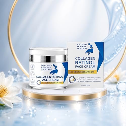 Anti-Aging Face Moisturizer with SPF, Collagen, Retinol & Hyaluronic Acid - Lift & Firm Cream for Dry, Aging Skin 1.7oz Avelisse