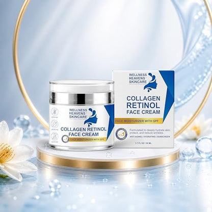 Anti-Aging Face Moisturizer with SPF, Collagen, Retinol & Hyaluronic Acid - Lift & Firm Cream for Dry, Aging Skin 1.7oz Avelisse
