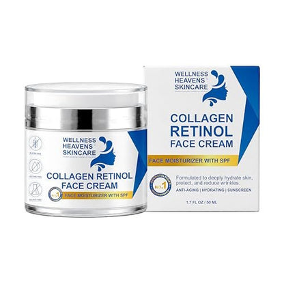 Anti-Aging Face Moisturizer with SPF, Collagen, Retinol & Hyaluronic Acid - Lift & Firm Cream for Dry, Aging Skin 1.7oz Avelisse