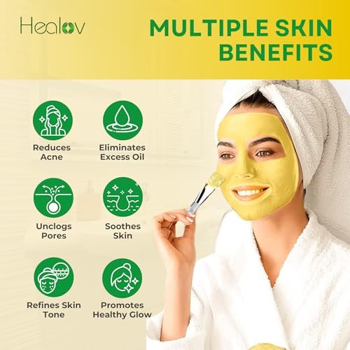 Healov Sulfur Face Mask – All Natural Sulfur Facial Clay Mask for Acne, Oily Skin & Clogged Pores – Kaolin Mask Treatment, 4 oz - görsel 6