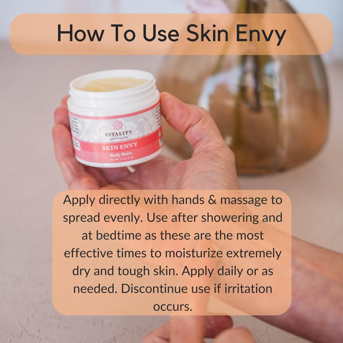 Vitality Extracts Skin Envy Balm - All Natural Moisturizer with Beeswax, Coconut Oil & Vitamin A Avelisse