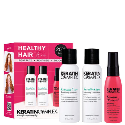 Keratin Complex Healthy Hair Trio - Keratin Care Shampoo & Conditioner with Multi-Benefit Treatment Spray Avelisse